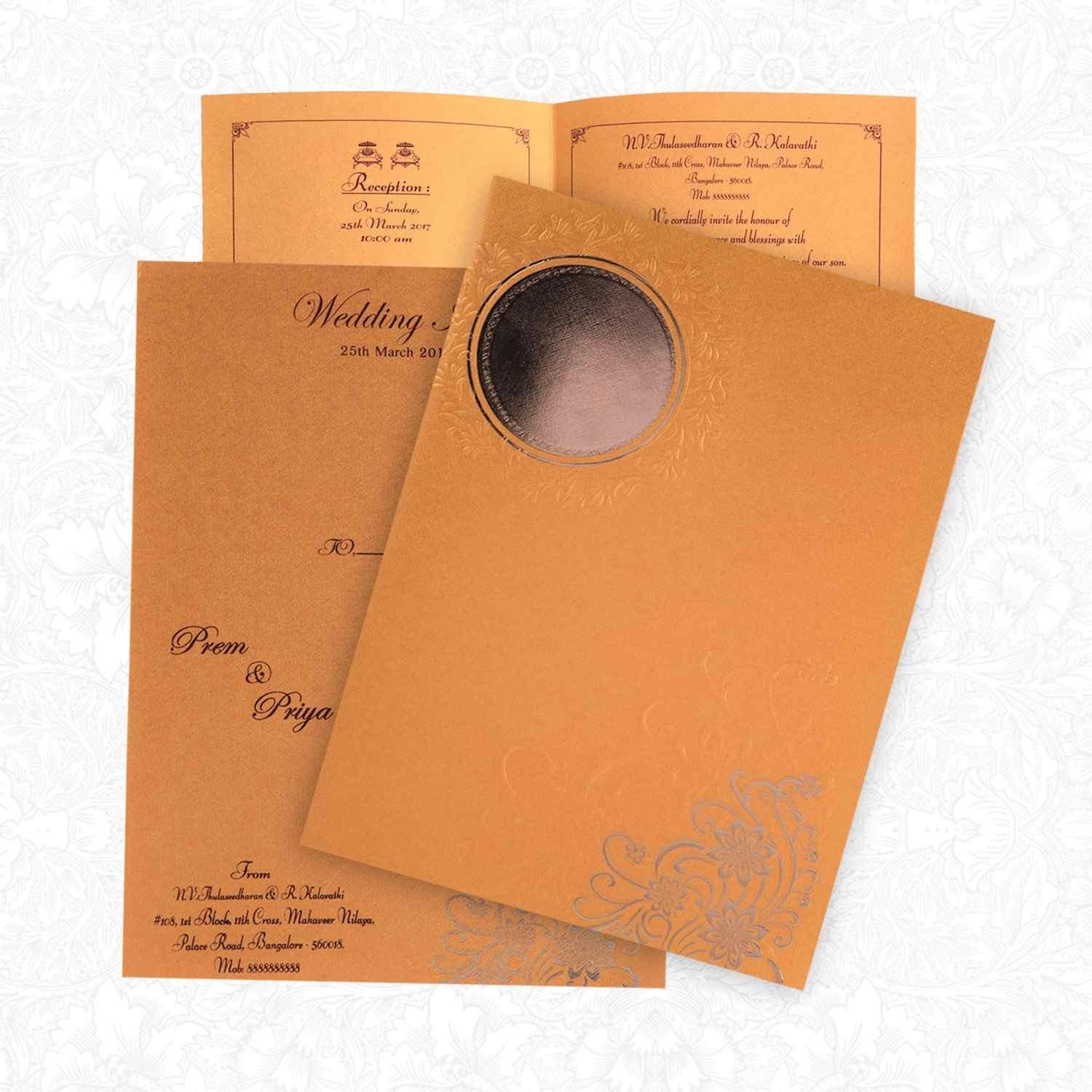 Lovely Gold Shading With Gold Foiling Flower Wedding Card - KNK3480-2